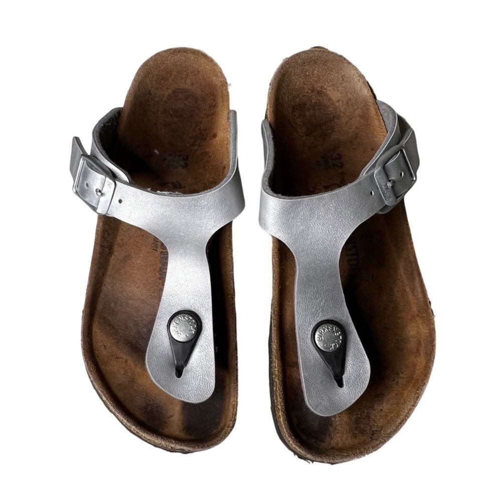 Birkenstock Silver Kids Gizeh Sandals size 32